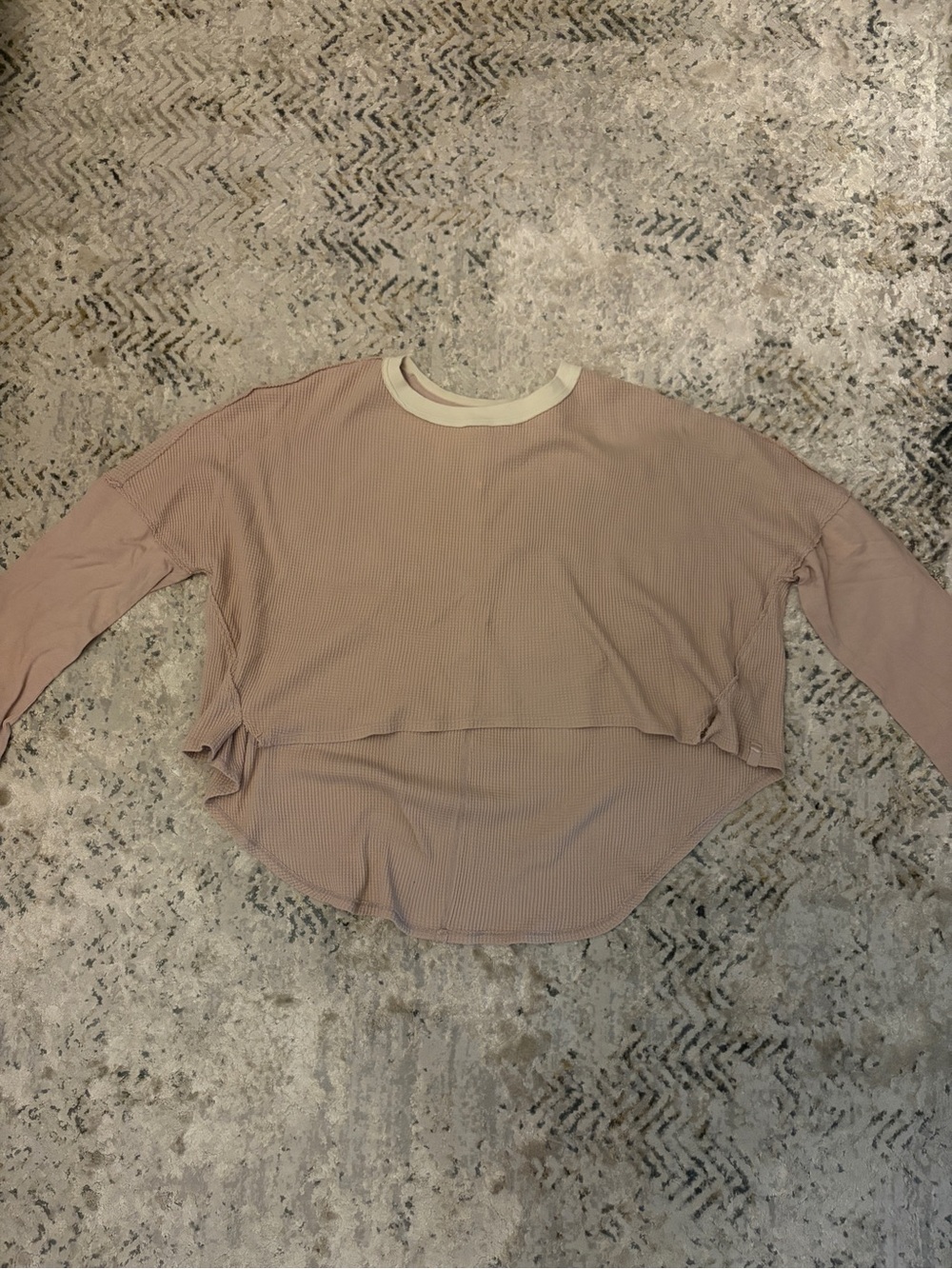 We The Free Layered Ribbed Long-Sleeve Top - Dusty Rose with Cream Neck